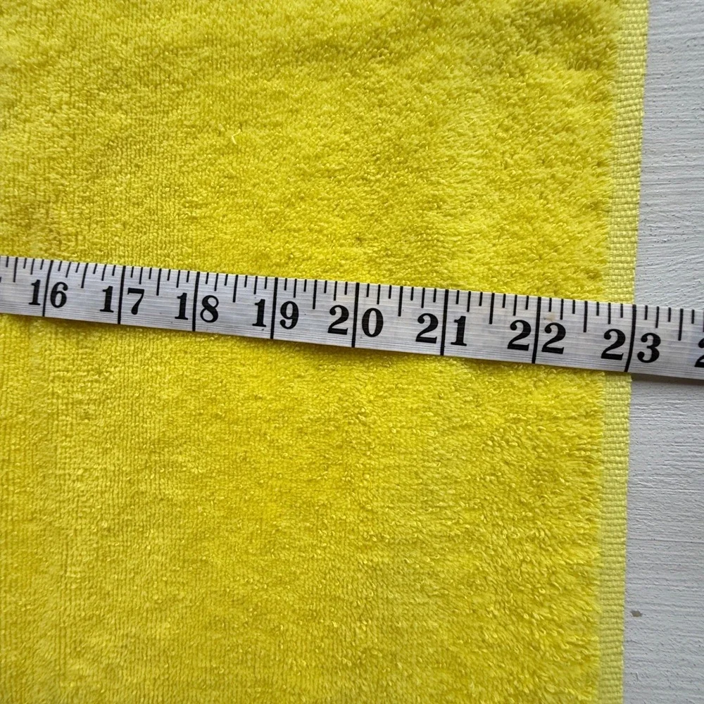 Vintage Tastemaker Yellow Bath Towel Orange Crochet Trim Retro MCM Cotton Blend